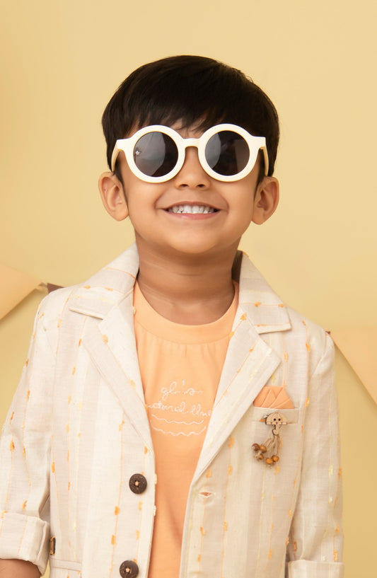 Pure Cotton Full sleeves Smart Casual Coat Suit Coord Set- Orange