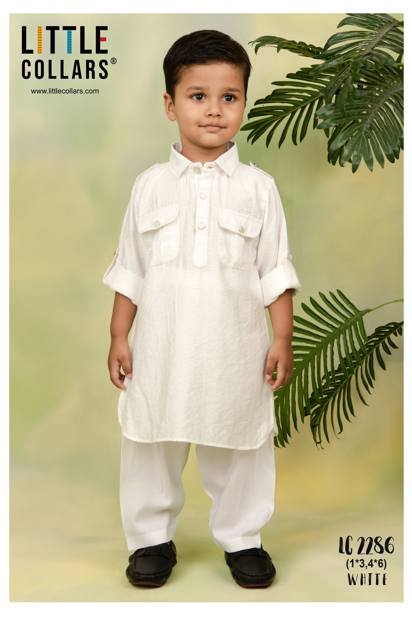 Blended Woven Full Sleeves Pack of 2 Solid Kurta Patiala Ethnic Set- White