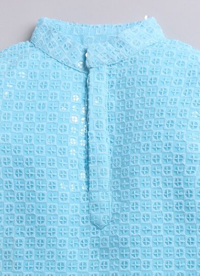 Silk Blended Woven Full Sleeves Pack of 2 Solid Embroidered and Embellished Kurta Patiala Ethnic Set- Mint