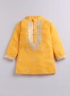 Blended Cotton Mirror Work Embellished and Embroidered in Neckline Woven Full Sleeves Pack of 2 Kurta Pajama Ethnic Set- Yellow