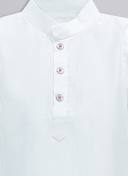 Boys Blended Silk Heart Embellished Wedding Special Super Cute Nehru Jacket, Kurta, Pajama Ethnic Set-  Pink