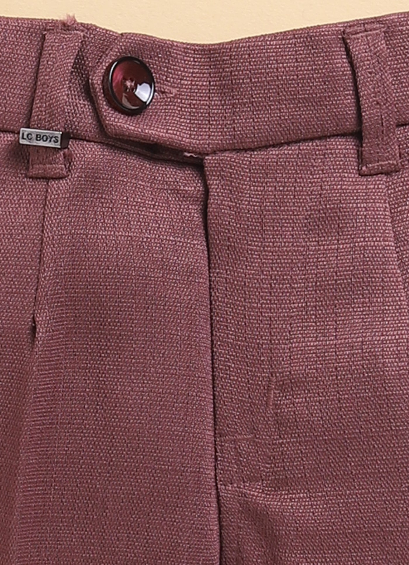 Wine Formal Partywear Waistcoat Printed Full Sleeves Shirt Pant Coord Set with Bow and Brooches