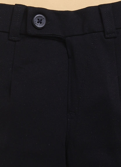 Navy Formal Partywear Jacquard Nehru Jacket Full Sleeves Shirt Pant Set