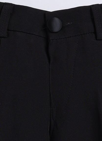 Black Shiny Velvet Coat Tuxedo Pant Shirt Set with Red Bow