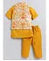 Full Sleeves Solid Coordinating Kurta & Pyjama With Floral Printed Jacket - Mustard