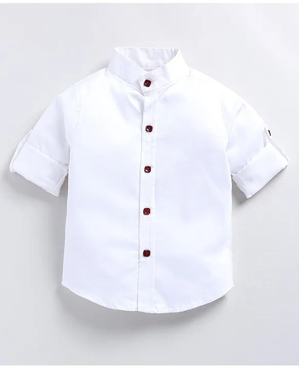 Jacquard Full Sleeves Solid Shirt With Foil Leaves Printed Coordinating Waistcoat & Trouser Set - Maroon