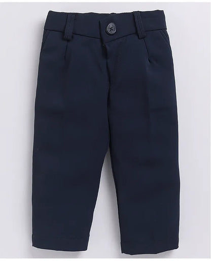  Terry Full SLeeves Lion Embroidered 3 Piece Party Suit Set - Navy Blue