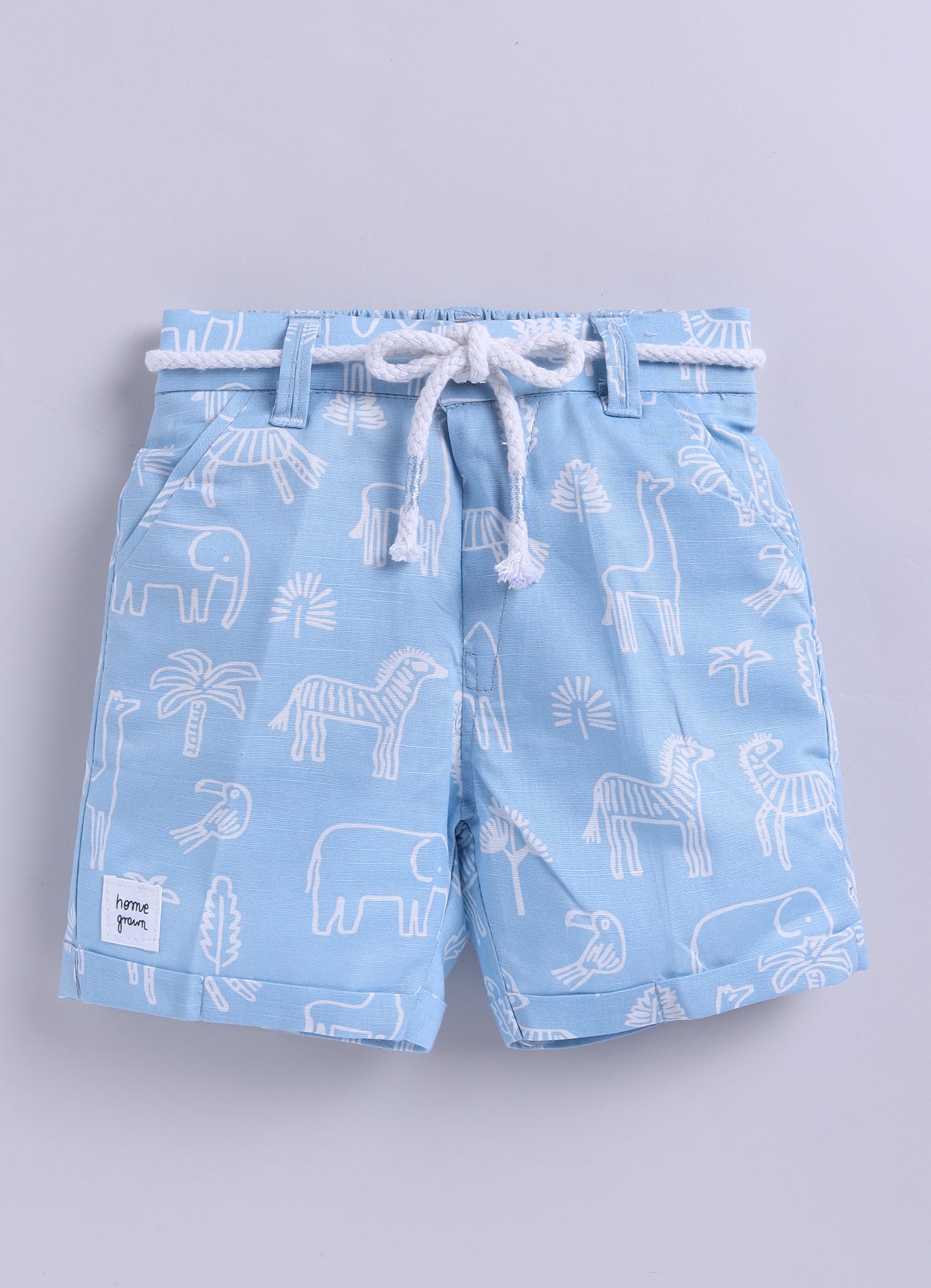Boys Animal Printed Pure Cotton Shirt & Pant Set - Blue