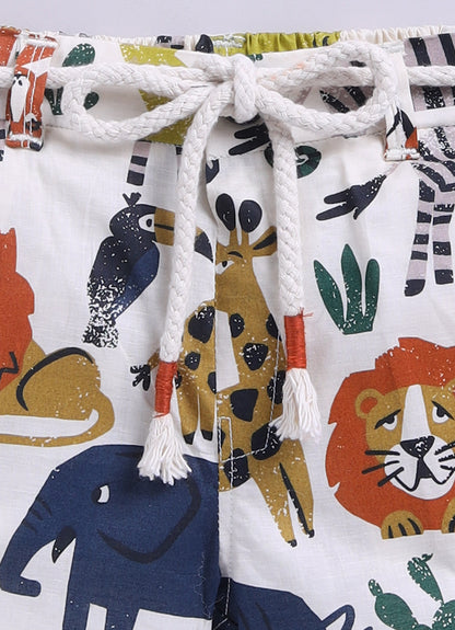 Boys Animal Printed Pure Cotton Shirt & Pant Set - Multi