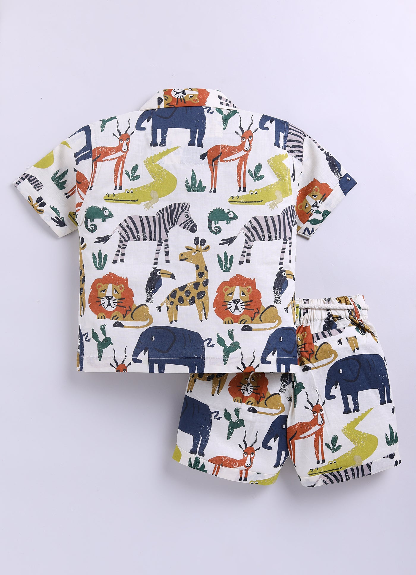 Boys Animal Printed Pure Cotton Shirt & Pant Set - Multi