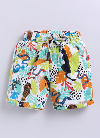 Boys Abstract Printed Muslin Cotton Shirt & Pant Coord Set - Multi
