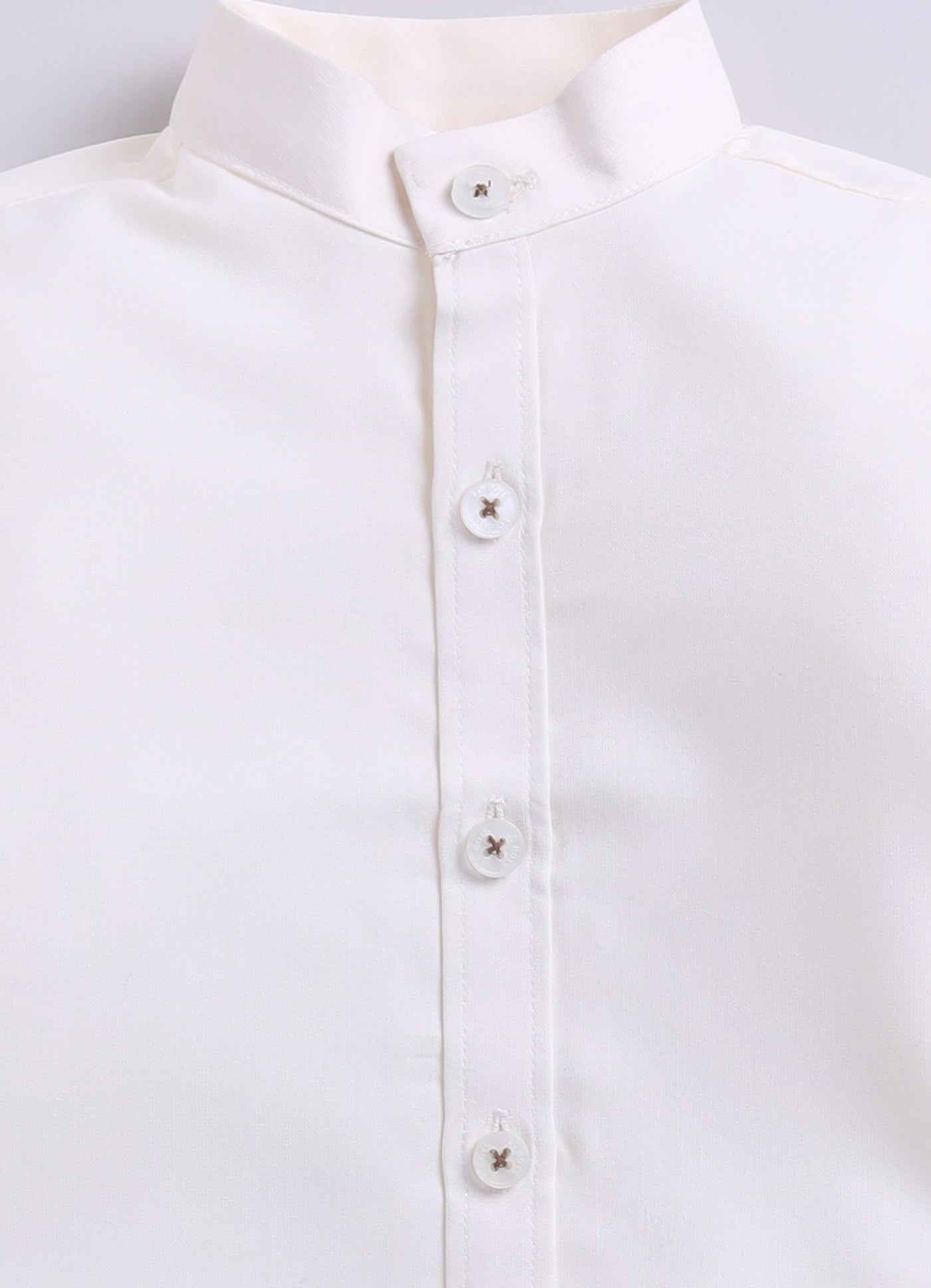 Boys Printed Nehru Jacket with Shirt & Formal Trousers Festive Party Wear Set- Cream