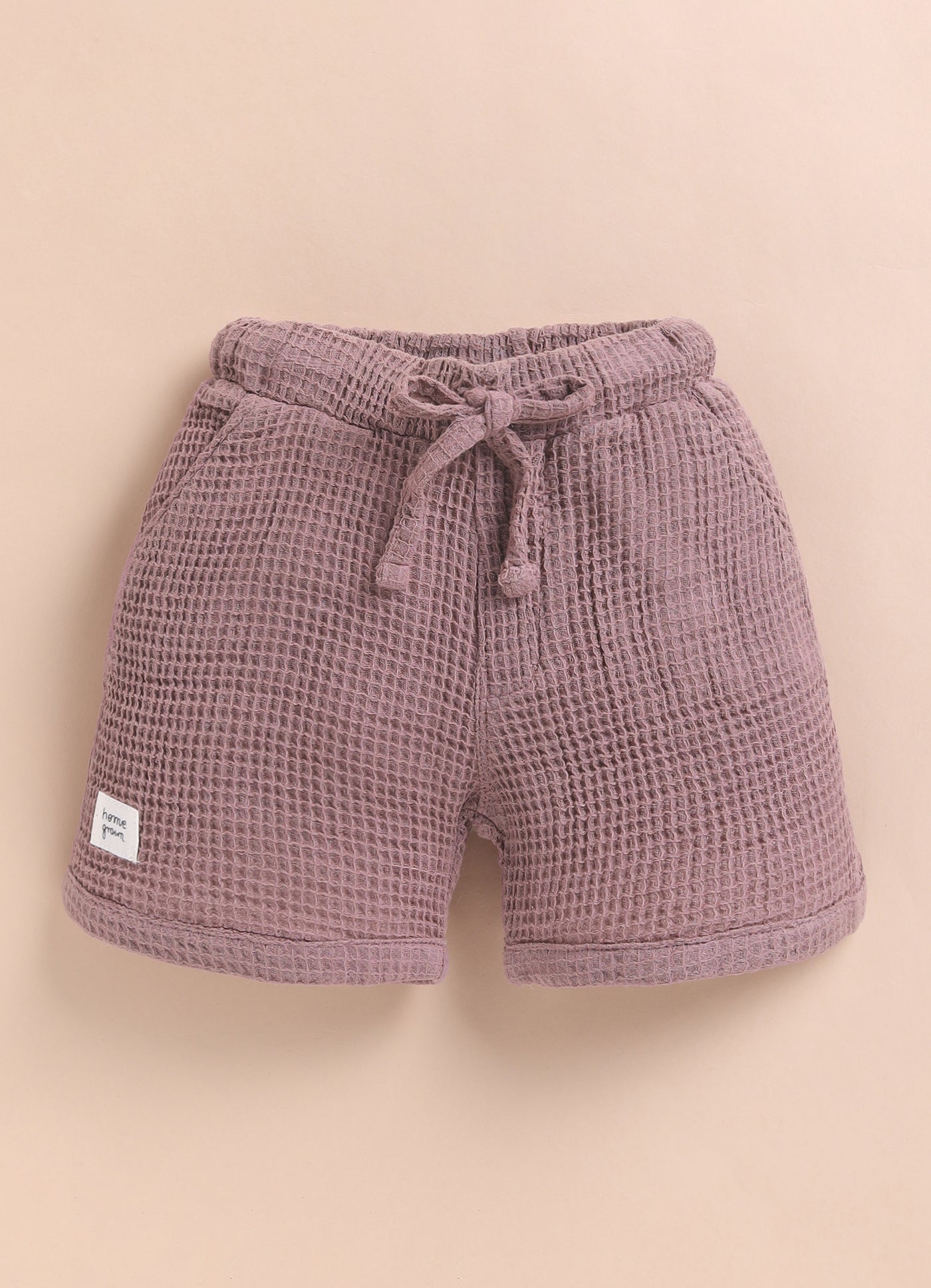Boys Casual Pure Cotton Embroidered Waffle  Shirt & Shorts Coords Set- Lavender
