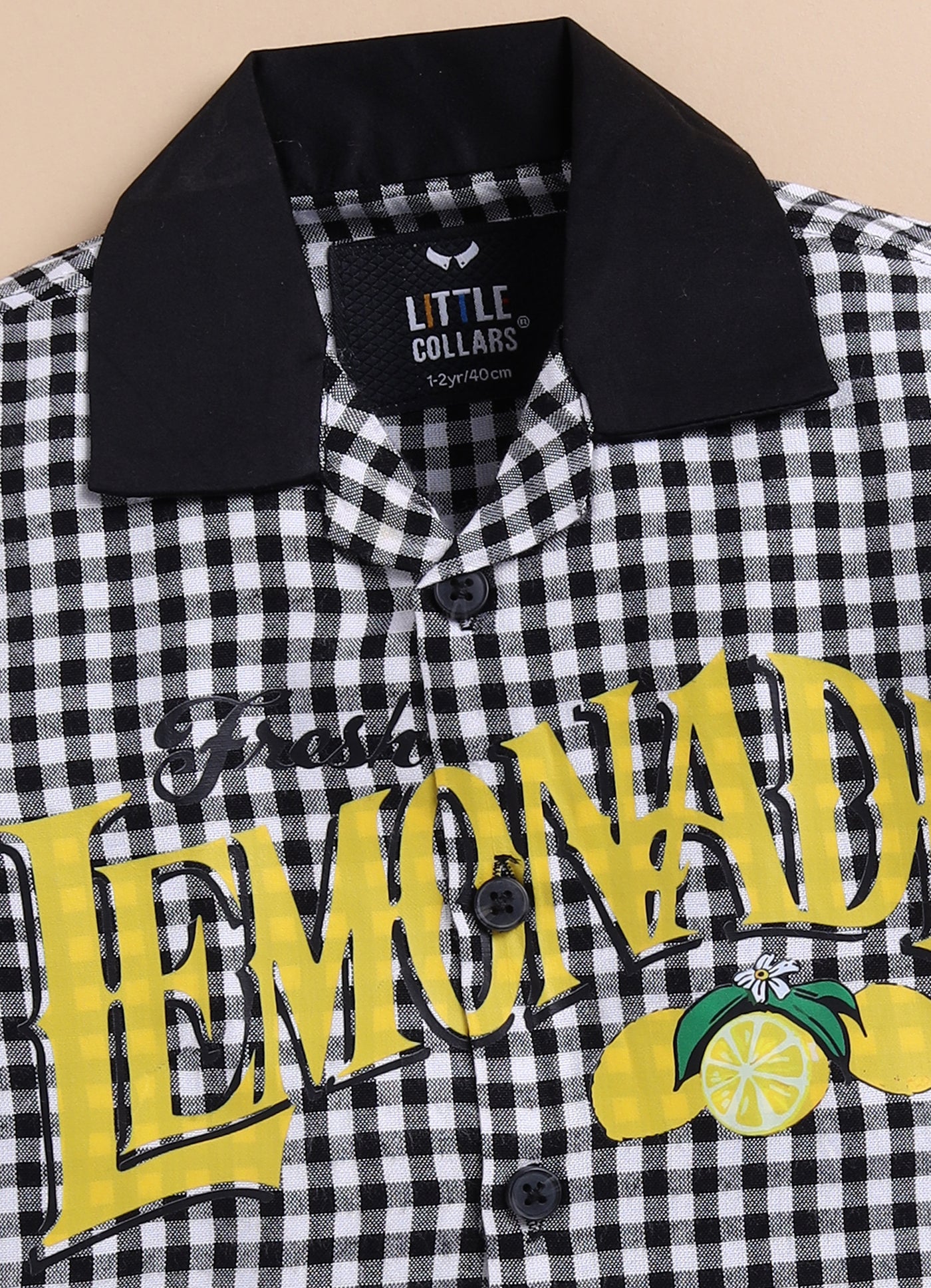 Boys Pure Cotton Lemonade Cotton Shirt Pant Casual Set - Black