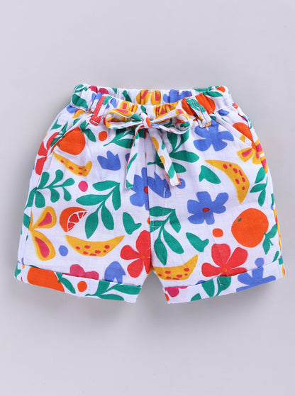 Boys Muslin Cotton Shirt Half Pant Coord Set- Multi