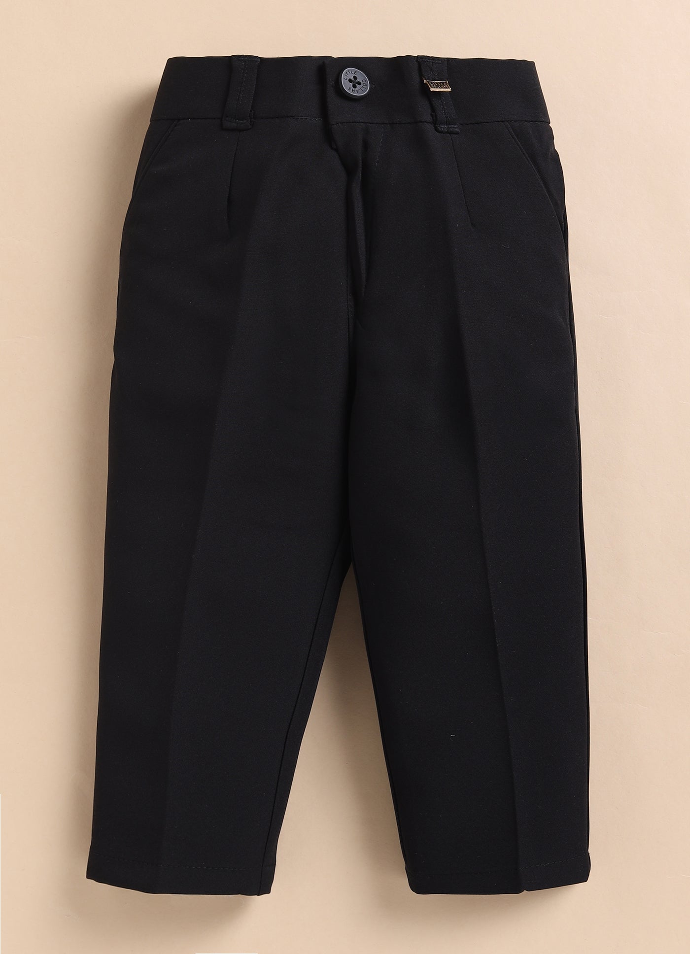 Boys Woven Jaquard Prince Coat & Trouser Coat Set with Brooch - Black