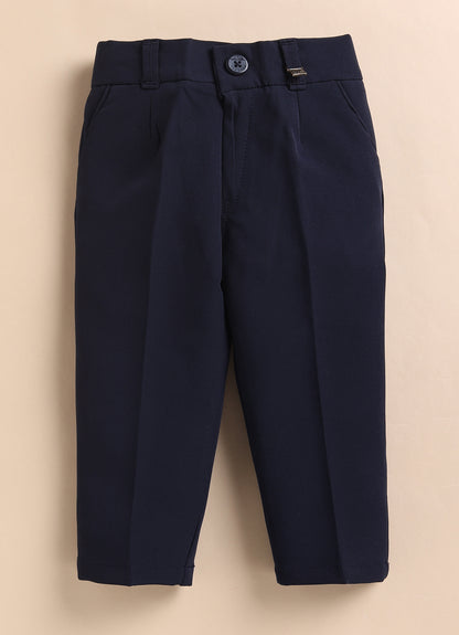 Boys Woven Jaquard Prince Coat & Trouser Coat Set with Brooch - Blue