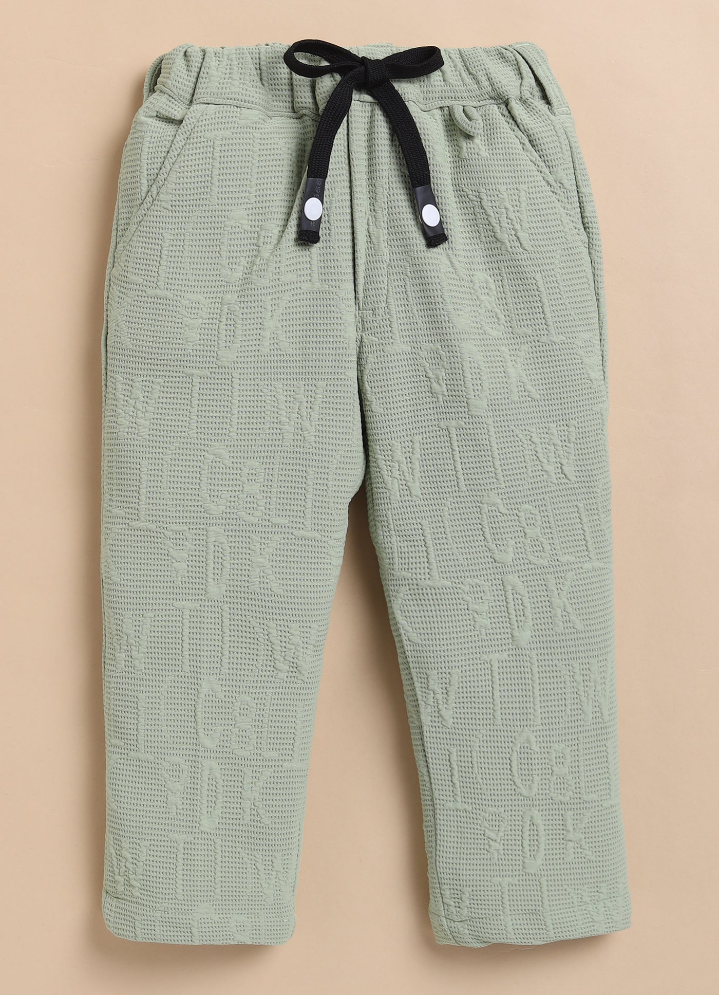 Boys Solid Bright Airport Look Full Sleeves Knitted Shirt, Trousers with Tshirt and Bag Casual Coord Set - Green
