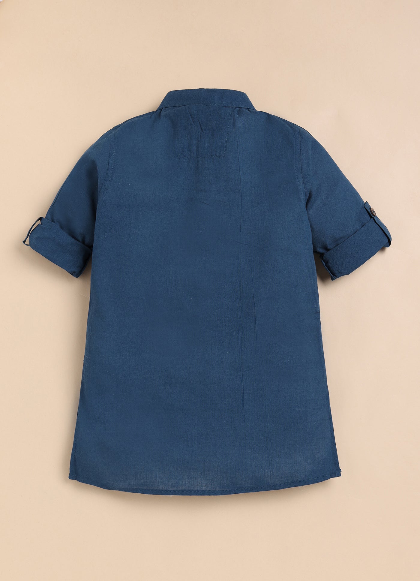 Boys Pure Cotton Woven Butta Fabric Nehru Jacket,Full Sleeve Kurta and Pajama Ethnic Set - Blue
