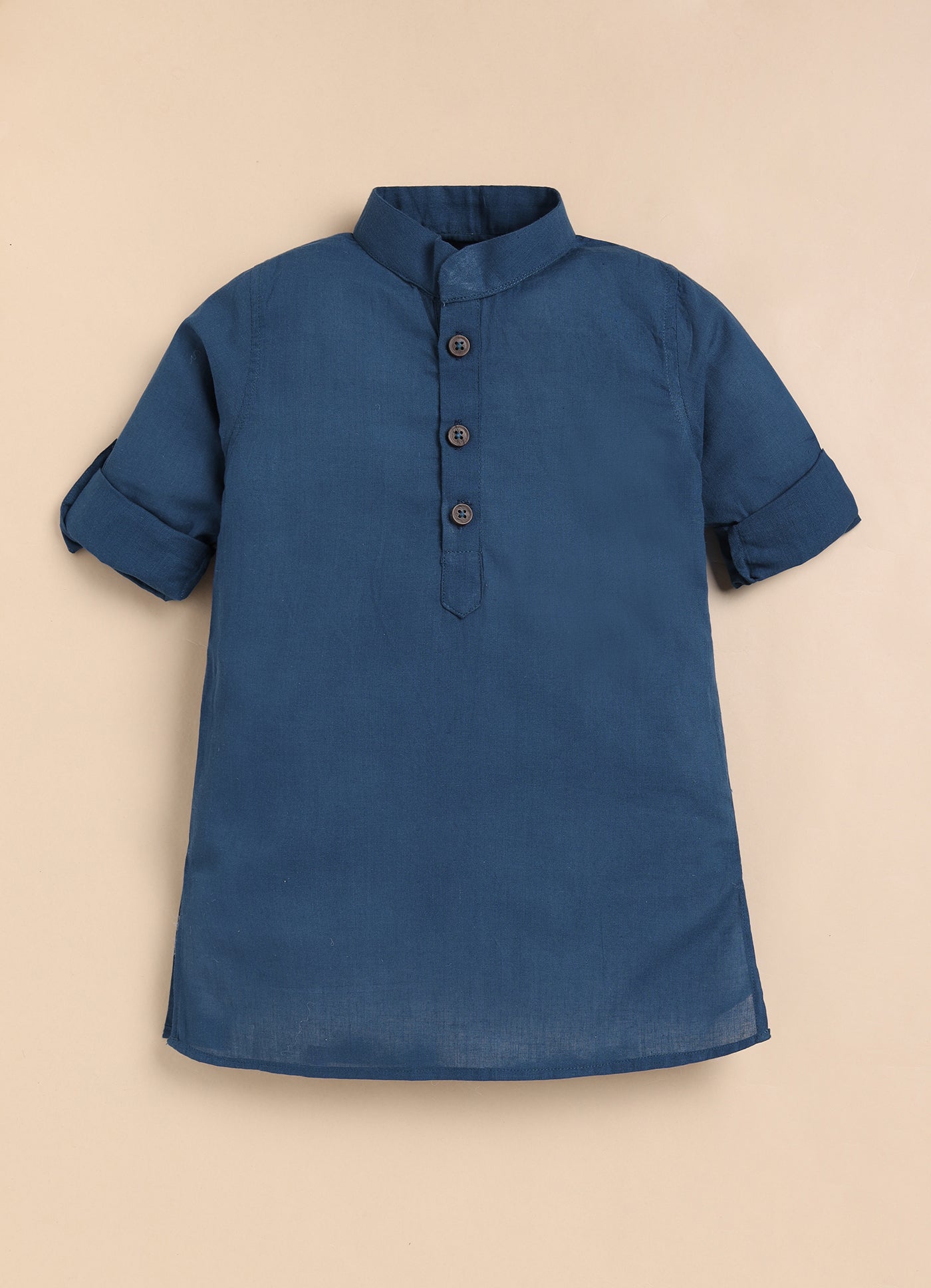 Boys Pure Cotton Woven Butta Fabric Nehru Jacket,Full Sleeve Kurta and Pajama Ethnic Set - Blue