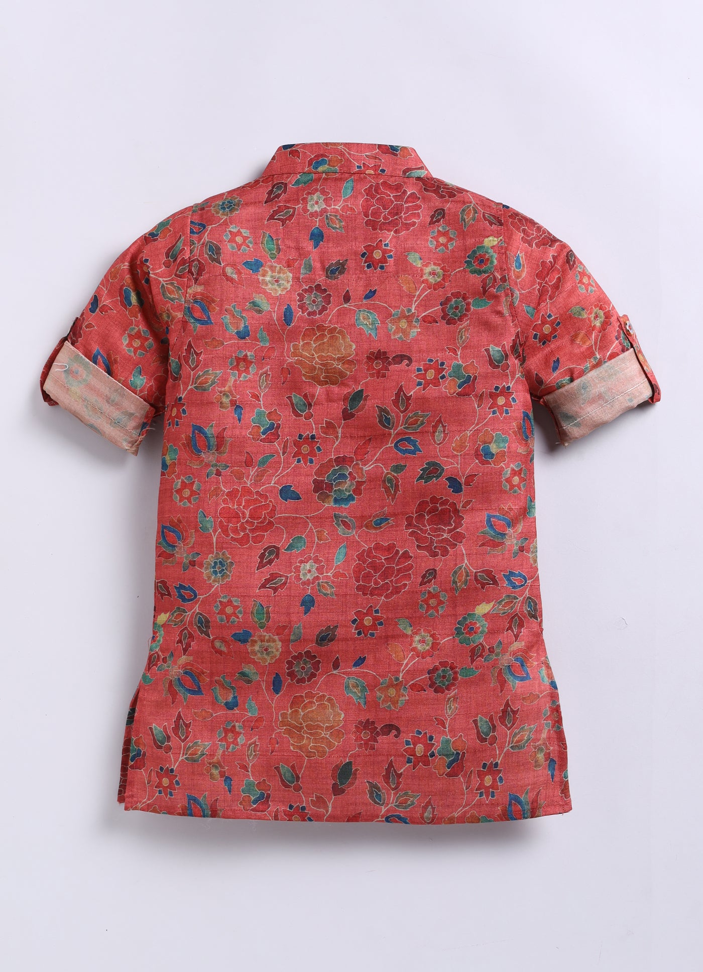 Silk Blend Woven Full Sleeves Festive Floral Ethnic Nehru Jacket Kurta and Pajama Set with Brooch - Rust