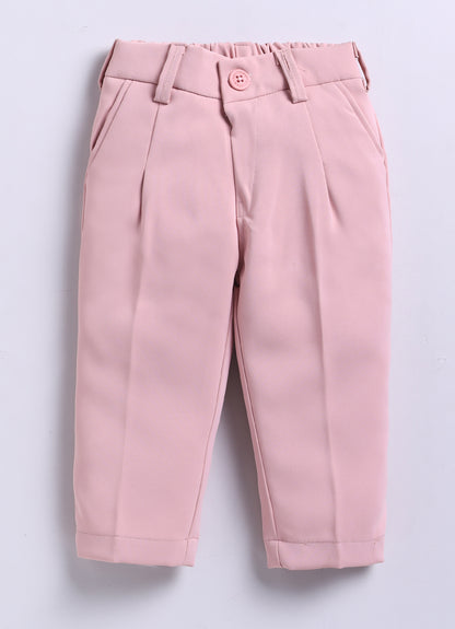  Terry Full Sleeves Lion Embroidered 3 Piece Party Suit Set- Pink