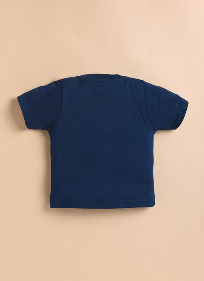 Boys Full Sleeves Cotton Striped Coat Pant Tshirt and Belt- Blue