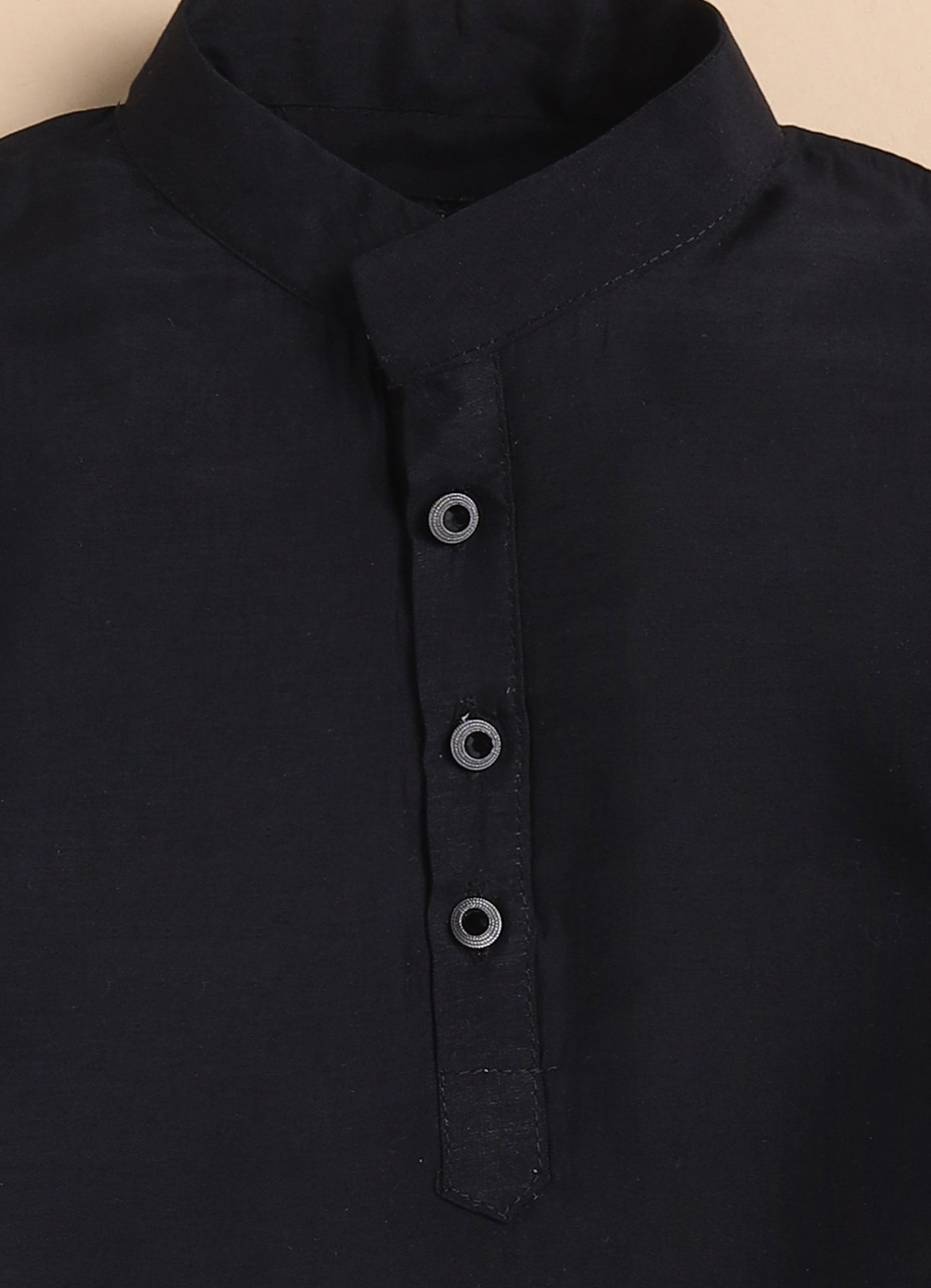 Blended Silk Full Sleeves Embellished Open Jacket, Kurta with Pajama Ethnicwear Set- Black