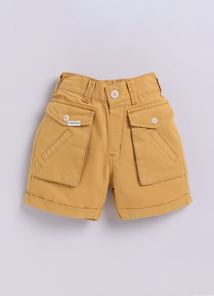 Boys Pure Cotton  Pineapple Printed Shirt  & Shorts Set with Suspender and Bow - Green