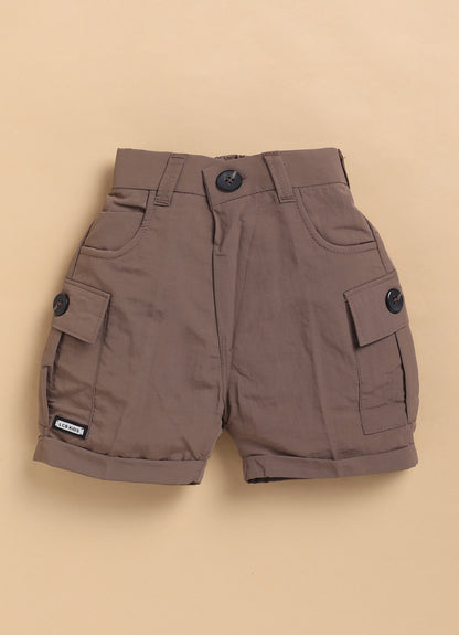 Trendy Uber Cool Half Sleeves Zippered Tshirt Half Pant Co-ord Set -Khaki