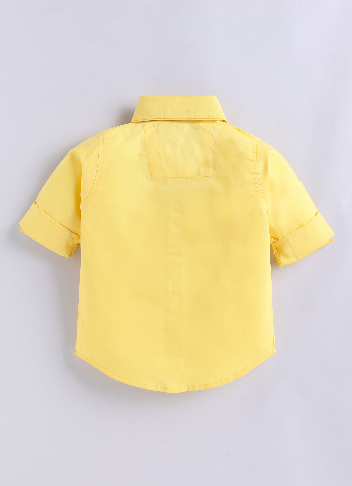 Boys Blended Cotton Woven Animal Printed Waistcoat with Full Sleevs Shirt, Pant, Bow and Belt Set - Yellow