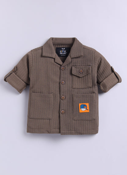 Solid Bright Airport Look Coord with Tshirt Casual Co-ord Set - Brown