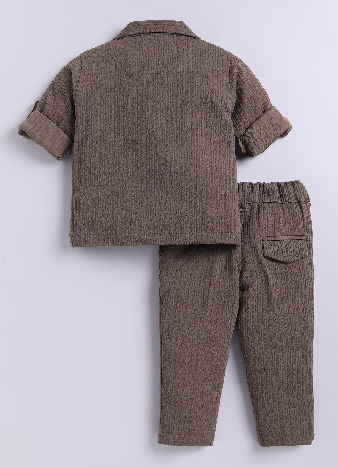 Solid Bright Airport Look Coord with Tshirt Casual Co-ord Set - Brown