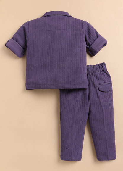 Solid Bright Airport Look Coord with Tshirt Casual Co-ord Set - Purple