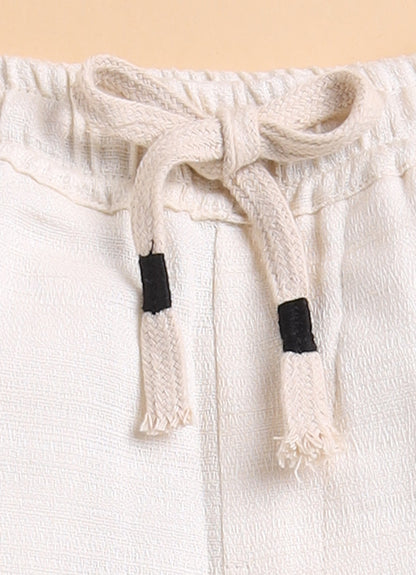 Cotton Shirt with Heart Crochet Patch and Pant Set- Black