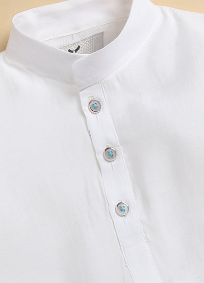 Boys Blended Silk Motif Embellished Wedding Special Super Cute Nehru Jacket, Kurta, Pajama Ethnic Set- Green