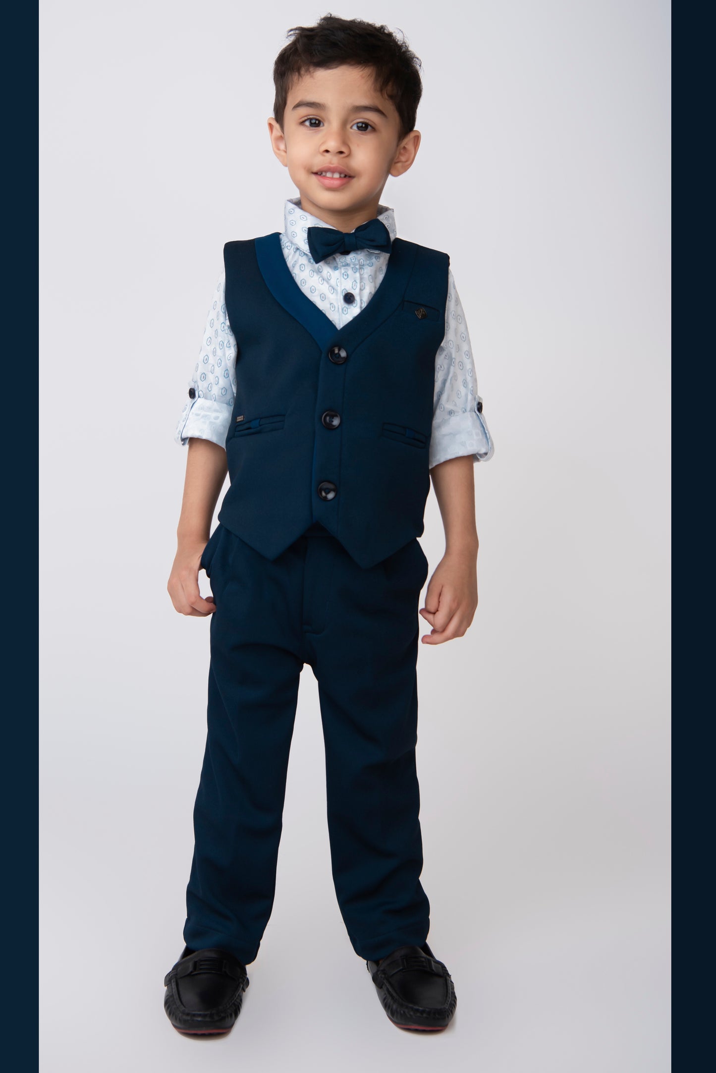 Blue Stylish Formal 4 piece Waistcoat Coord Set