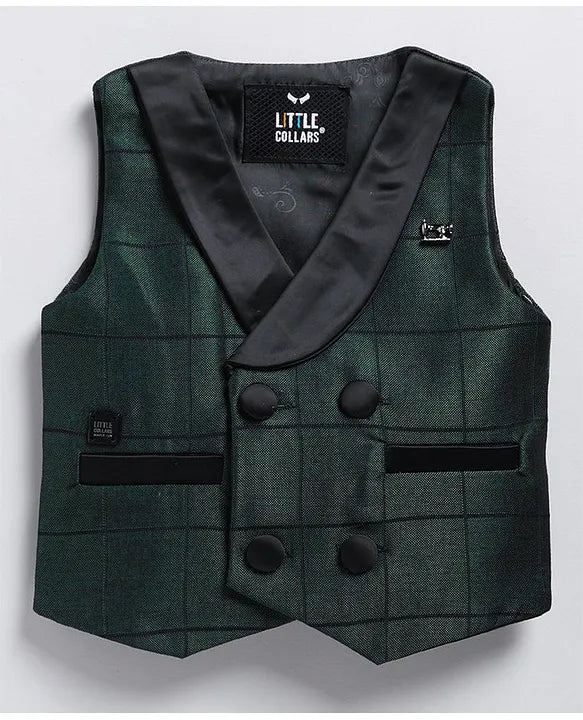 Green Jaquard Waistcoat Formal Tuxedo Co-ord Set with Bow