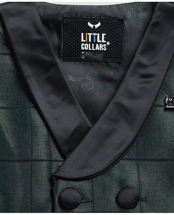 Green Jaquard Waistcoat Formal Tuxedo Co-ord Set with Bow