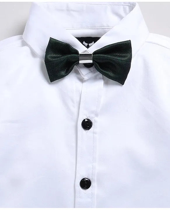 Green Jaquard Waistcoat Formal Tuxedo Co-ord Set with Bow