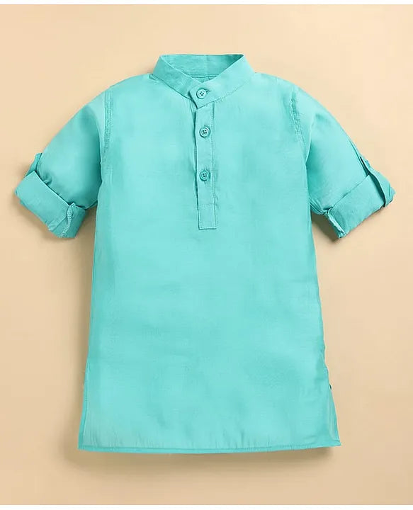 Full Sleeves Solid Coordinating Kurta & Pyjama With Floral Printed Jacket - Green
