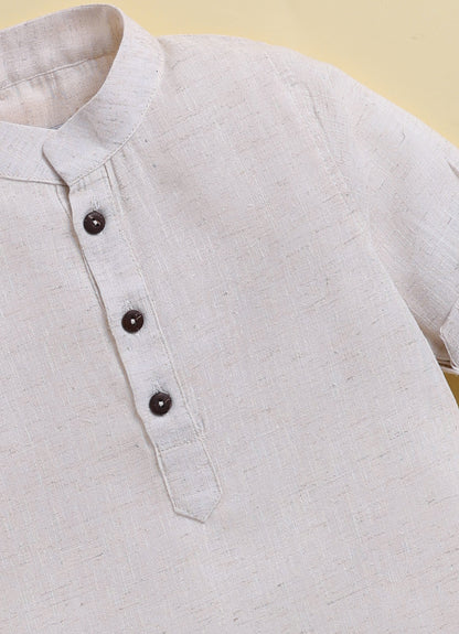 Boys Blended Cotton Woven Floral Printed Nehru Jacket, Full Sleeve Kurta and Pajama Ethnic Set - Multi
