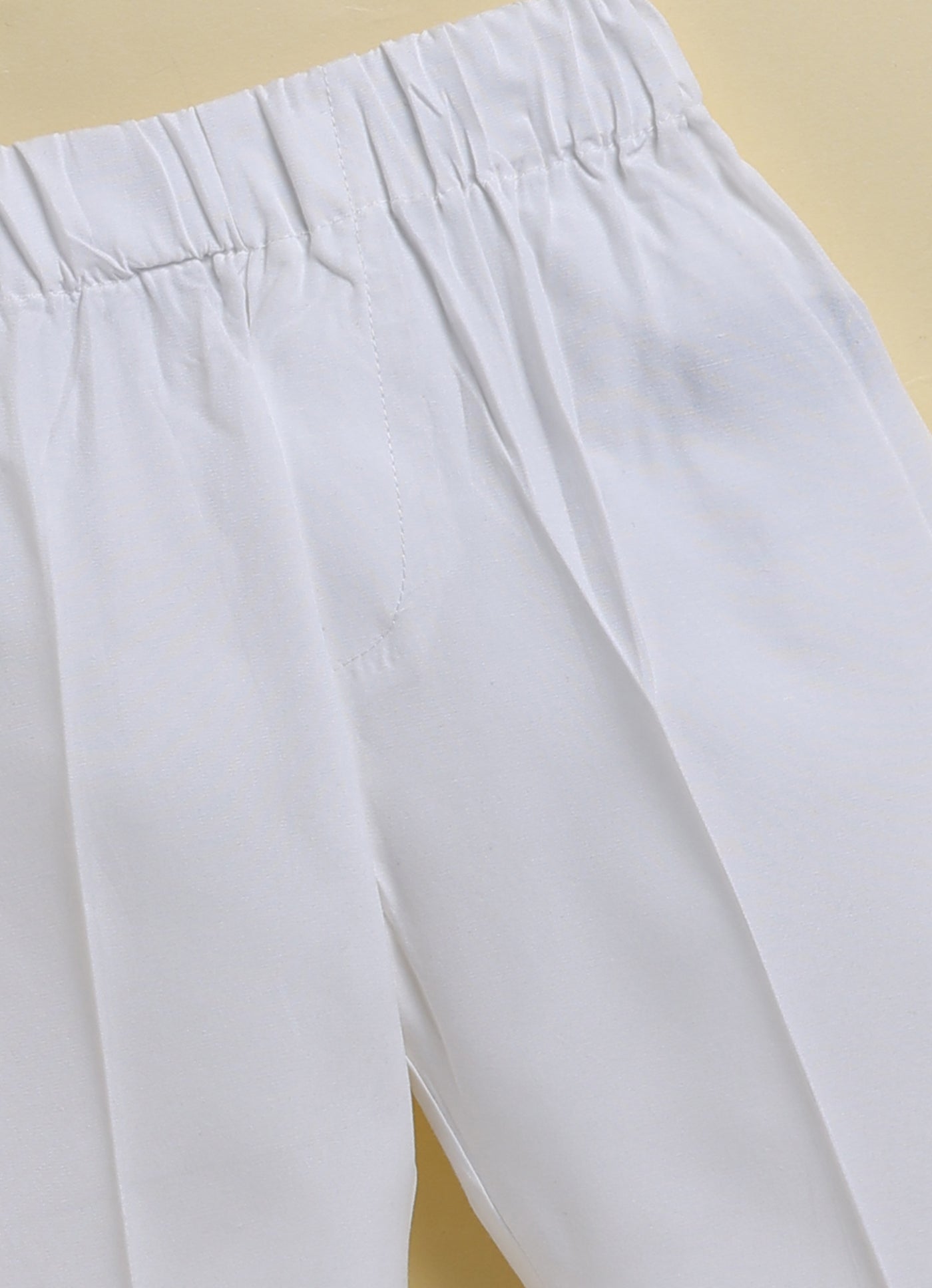 Boys Pure Cotton Woven Multicolour Butta Full Sleeve Super Soft Kurta and Pajama Ethnic Set - White