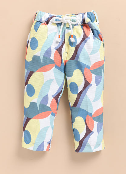 Boys Abstract Printed Bright Airport Look Coord with Tshirt Casual Set - Green