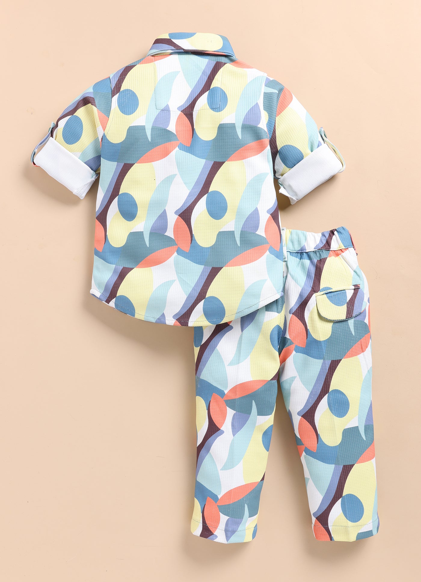 Boys Abstract Printed Bright Airport Look Coord with Tshirt Casual Set - Green