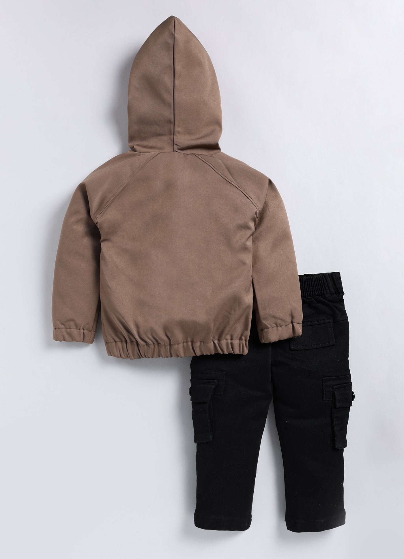 Khaki Fashionable and Trendy Hooded Jacket, Shirt, Tshirt, Cargo Pants Casual set