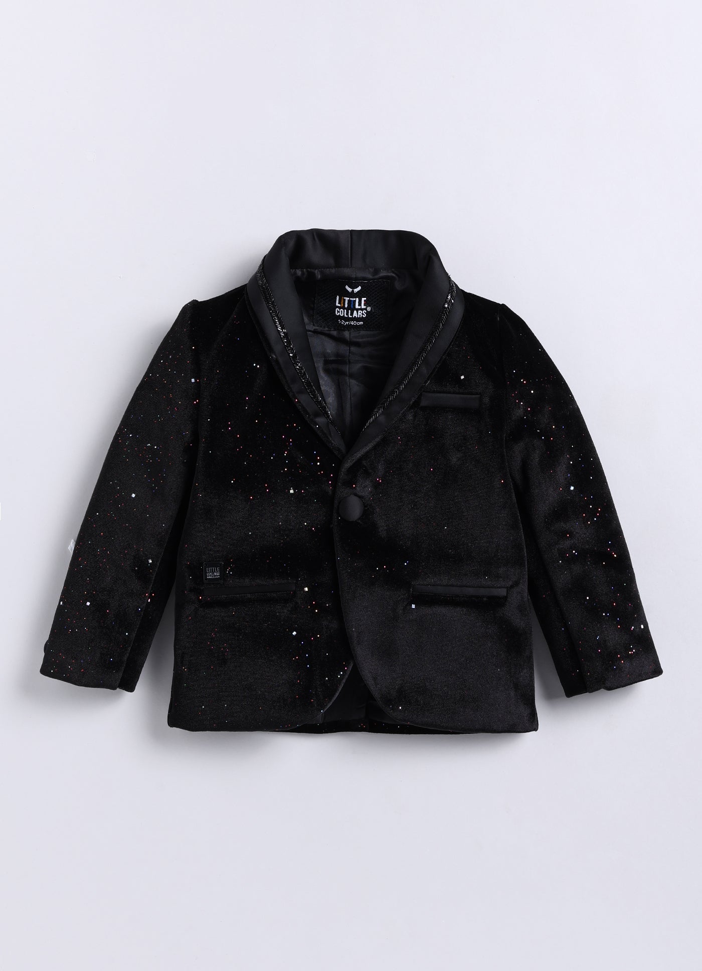 Black Shiny Velvet Coat Tuxedo Pant Shirt Set with Red Bow