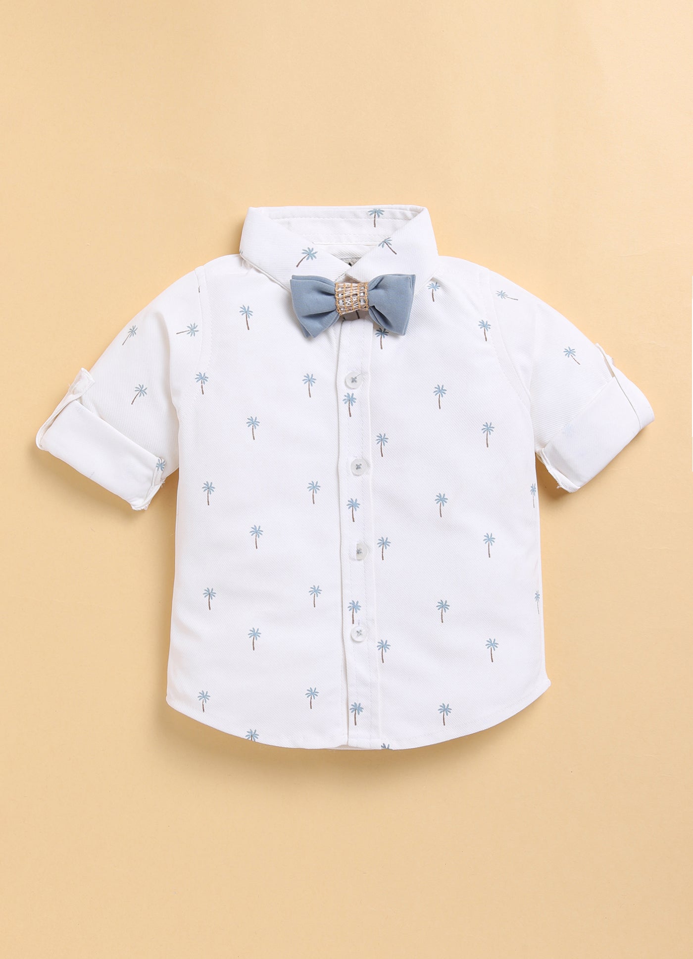 S.Blue Adorable Jacquard Waistcoat Full Sleeves Shirt Pants Bow Set for Boys