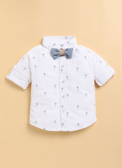 S.Blue Adorable Jacquard Waistcoat Full Sleeves Shirt Pants Bow Set for Boys