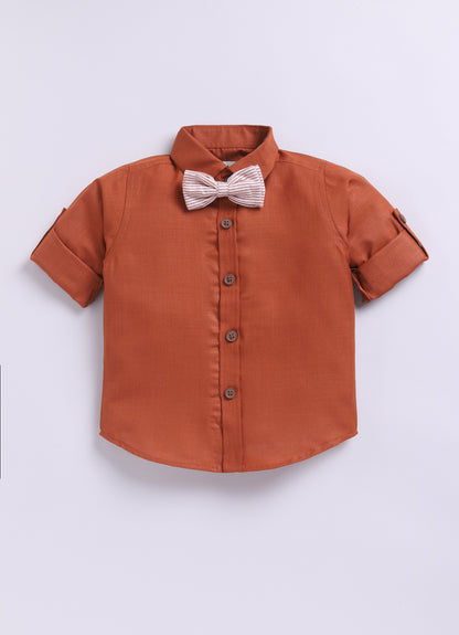RUST Cotton Elegant Formal Full Sleeves 4 piece Waistcoat Coord Set